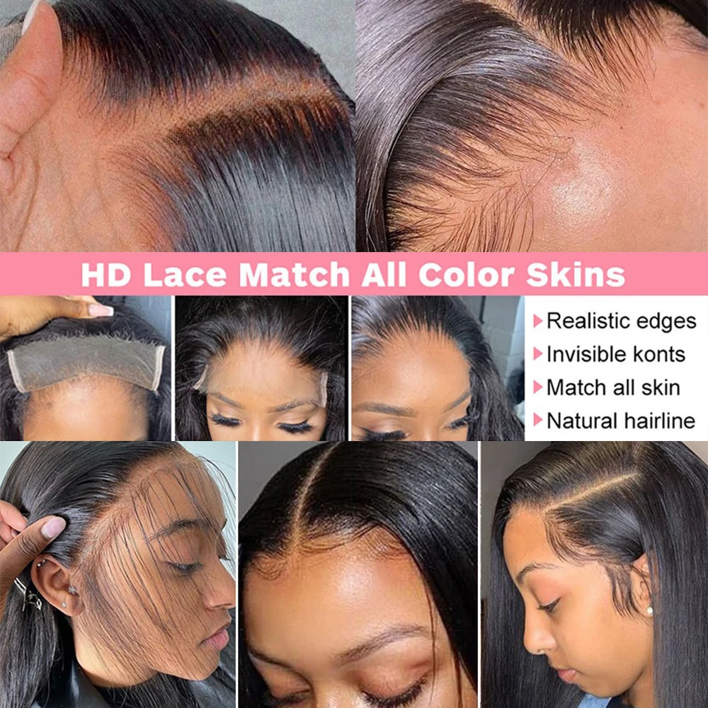30-40 Inch Straight Human Hair Wig 360 Full Lace Frontal HD Transparent Lace Pre-Plucked with Closure Full Body Wig for Women image 8