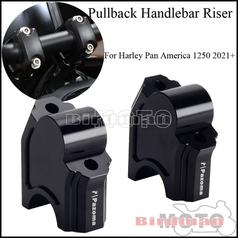 

Motorcycle CNC Black Pull Back Handlebar Riser 2" up Handle Bar Riser Clamp For Harley Pan America RA1250 RA1250S 2021-2024