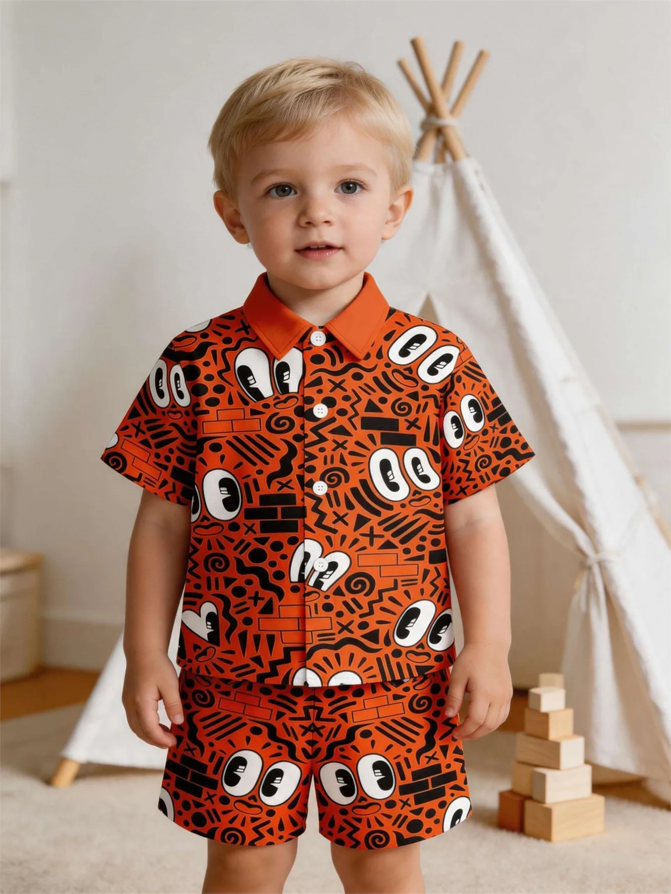 Baby boy shirt short sleeved shorts set summer style breathable, sweat absorbing, quick drying fabric comfortable and versatile