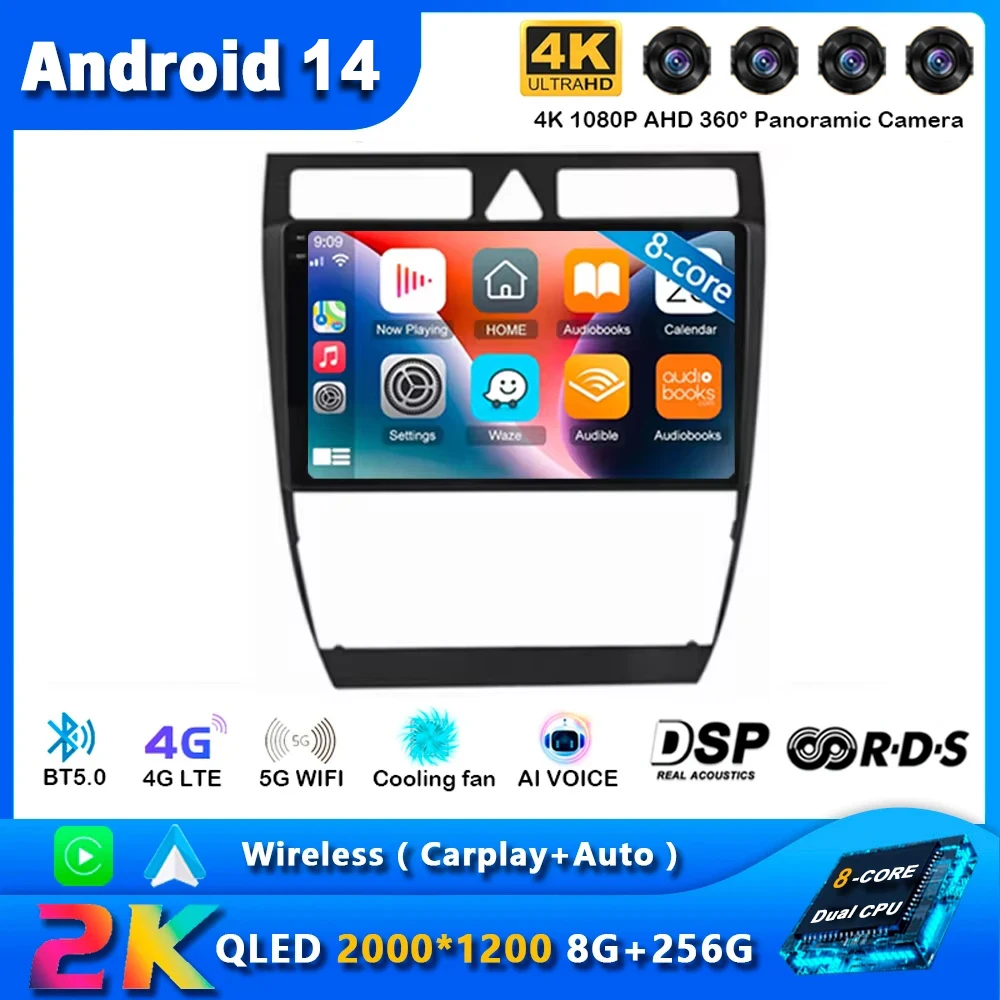 

Android 14 Auto Carplay Car Radio For Audi A6 C5 1997 - 2004 S6 2 1999 - 2004 RS6 1 2002 - 2006 Multimedia Video Player 4G DSP