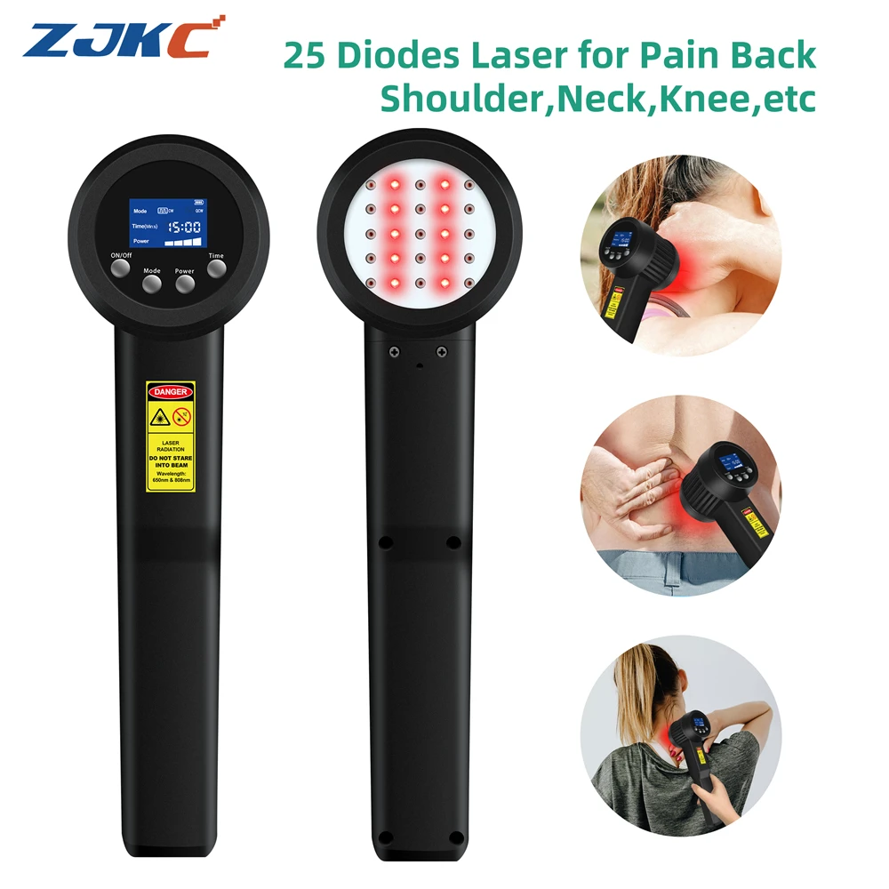 ZJKC 8W Laser Light Therapy for Neuropathy Cold Laser Therapy Device for Muscle Aches Back Pain Treatment 650nm*10+808nm*15