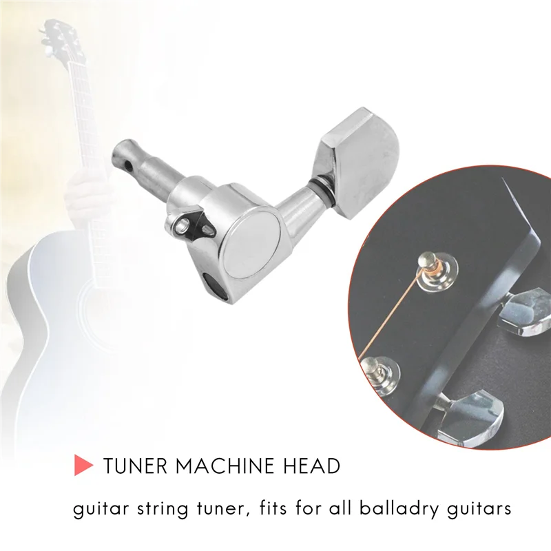

FSTE-60 Pieces Silver Acoustic Guitar Machine Heads Knobs Guitar String Tuning Peg Tuner(30 For Left + 30 For Right)