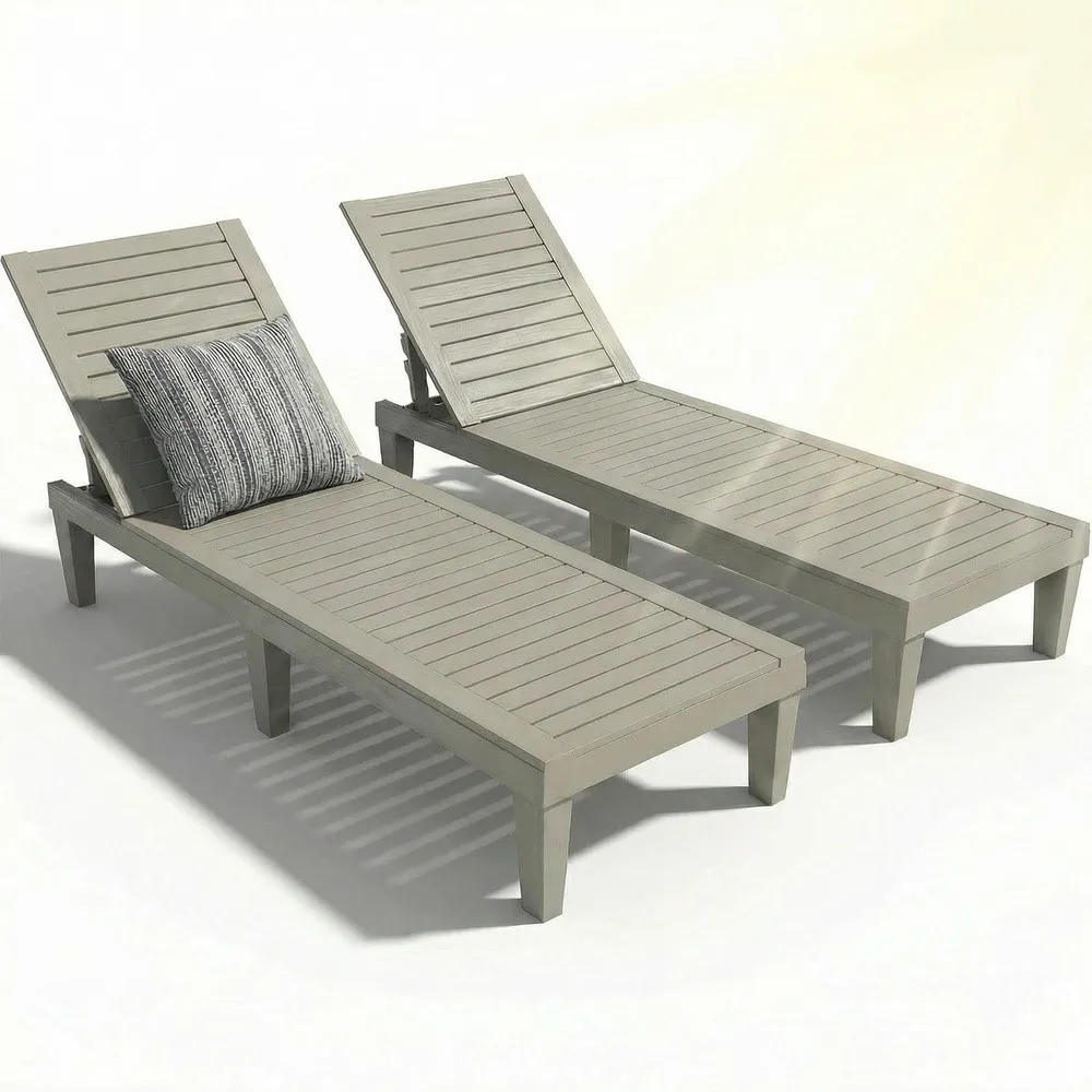 Lounge Chair Outdoor Set of 2 High Impact PP Tanning Chairs