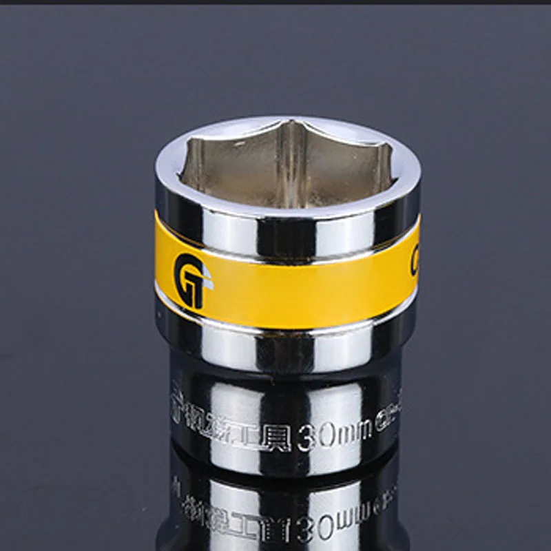 Yellow Belt Short Hex Socket Wrench Head 1/2 inch Drive Metric 6 Point Ratchet Wrench Socket Anti-rust Socket Adapter 8-34/36mm