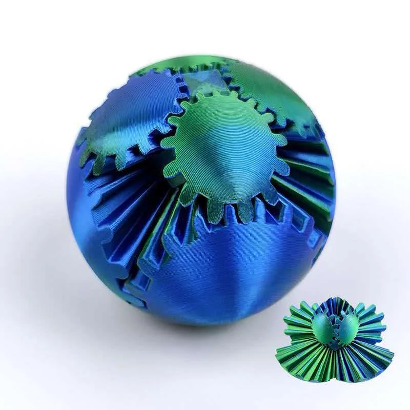 Sphere Cube 3D Printed Gear Ball Whirling Wonder Fidget Anxiety Calm Down Autism ADHD Focus Stress Relief Toys For Kids & Adults