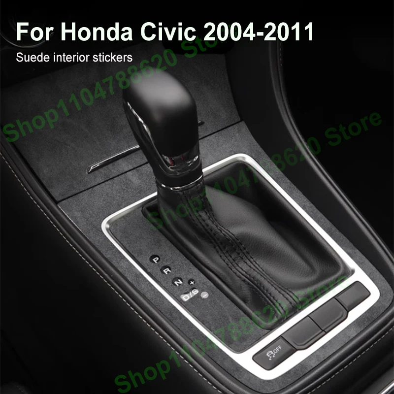 

For Honda Civic 8th 2004-11 Car Scratch-proof Suede Central Control Gear Panel Protection Film Window Lift Sticker Accessories