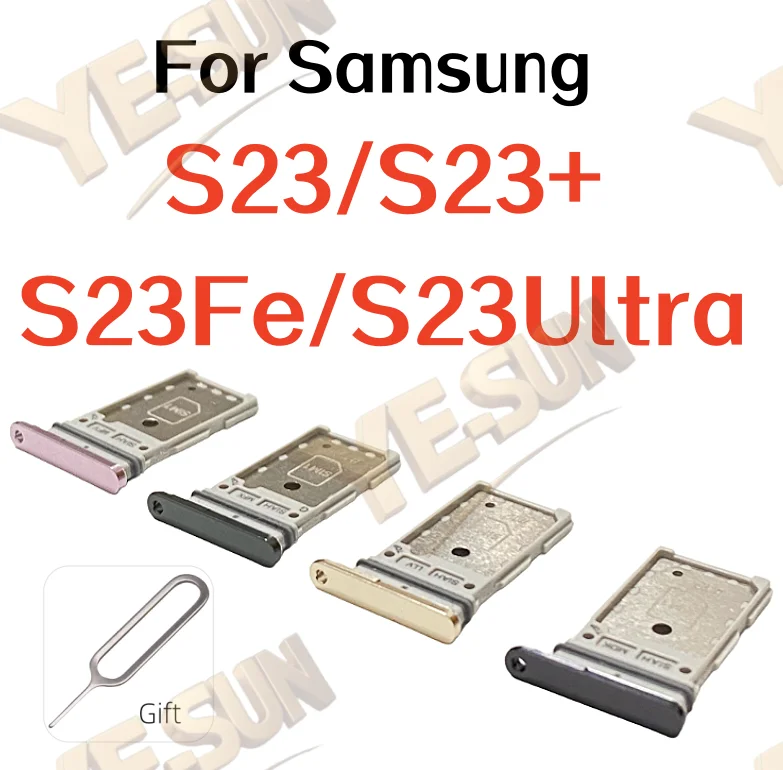 

SIM Card Tray Drawer Holder For Samsung Galaxy S23 S23Ultra S23+Plus S23Fe Dual Slot Replacement Parts