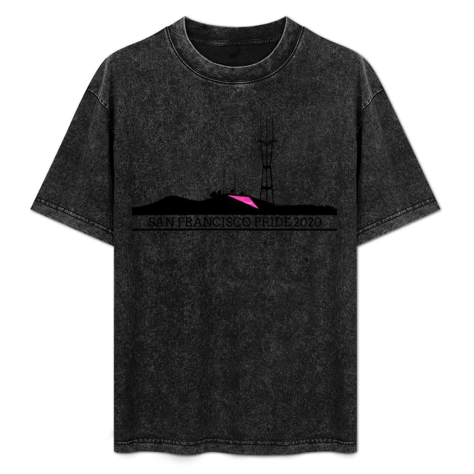 

LGBTQ Pride 25th Anniversary Pink Triangle with Sutro Tower, San Francisco T-Shirt new edition anime shirt compression shirt men
