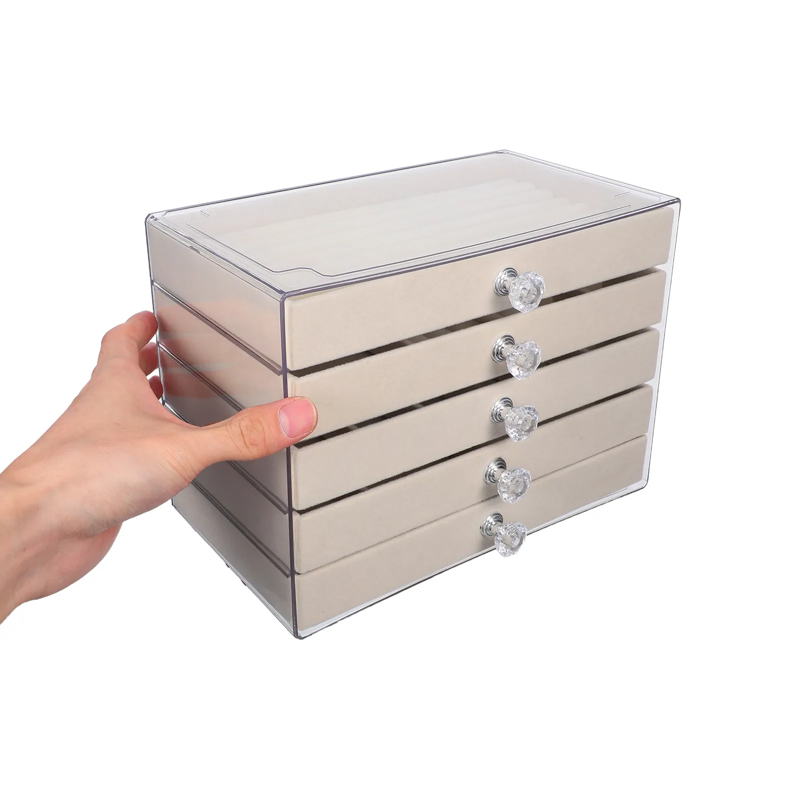 

Five Layer Acrylic Jewelry Organizer Multi Drawer Storage Box Display Case for Rings Earrings Necklaces Bracelets Women