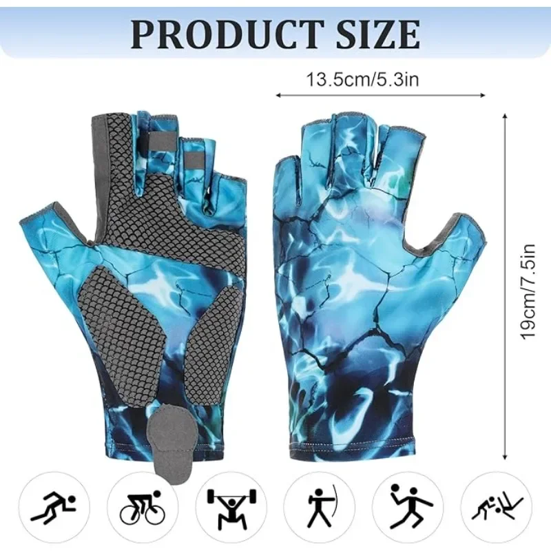 Fishing Gloves Fingerless UV Protection Men Women, Sun Gloves for Hiking Driving Kayaking Paddling, Outdoor Sports Fishing