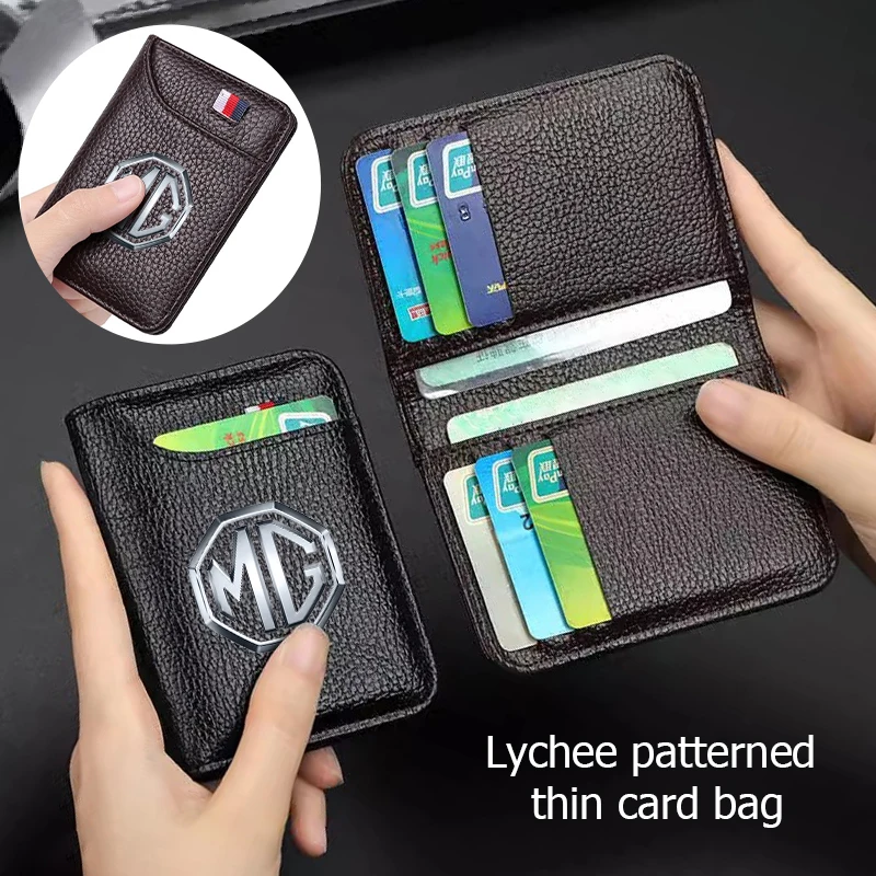 Tragbares, ultradünnes Mini-Kreditkartenetui-Zubehör aus Leder für MG Hector TF GT ZR RX5 RX8 350 550