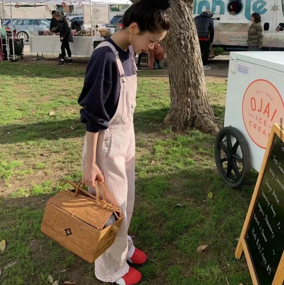 Salopette di jeans monopezzo allentata casual Age-Defng Dimagrante Autunno 2025 Donna in misto cotone con vita a L Faionable