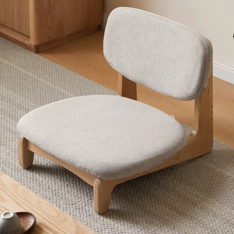 Furniture Solid wood tatami tea chair Modern simple living room sofa Low stool Oak balcony No armrest chair