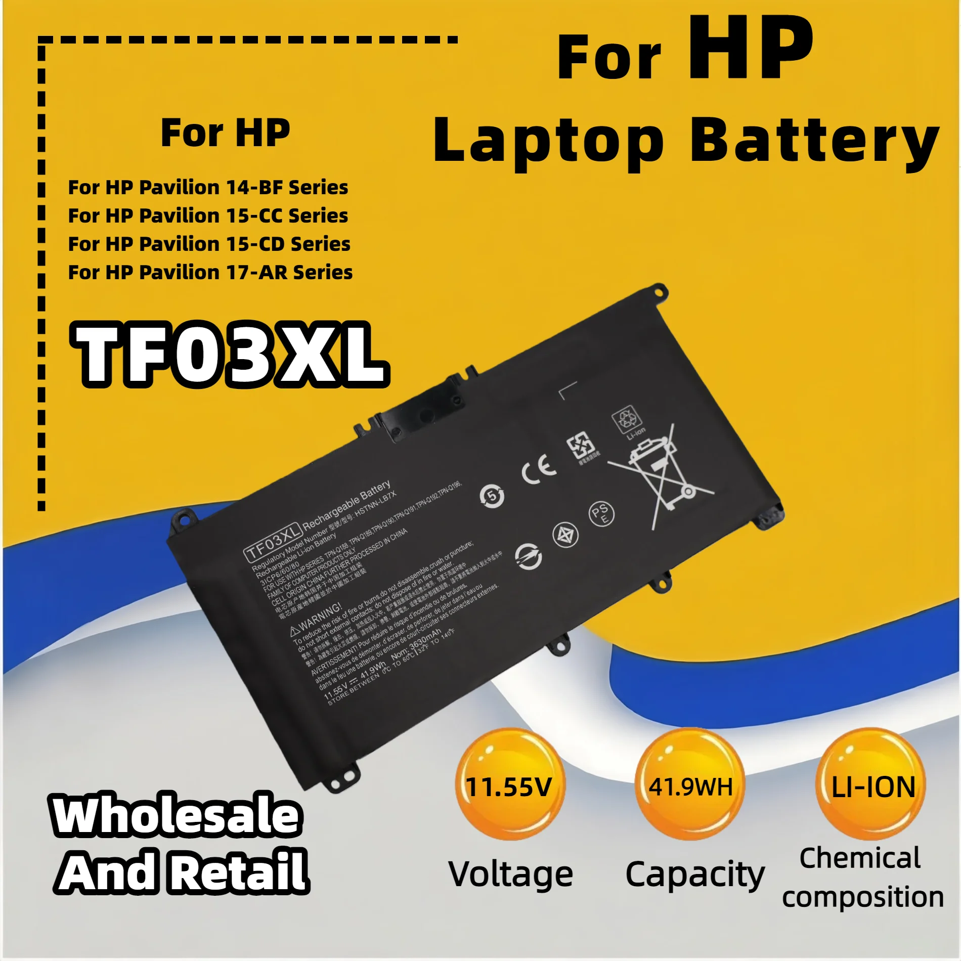 FRLESUI ل HP بافيليون 14-BF 15-CC 15-CD 17-AR 17-AR007CA 17-AR050WM HSTNN-UB7J 920046-541 TF03XL TFO3XL البطارية #3