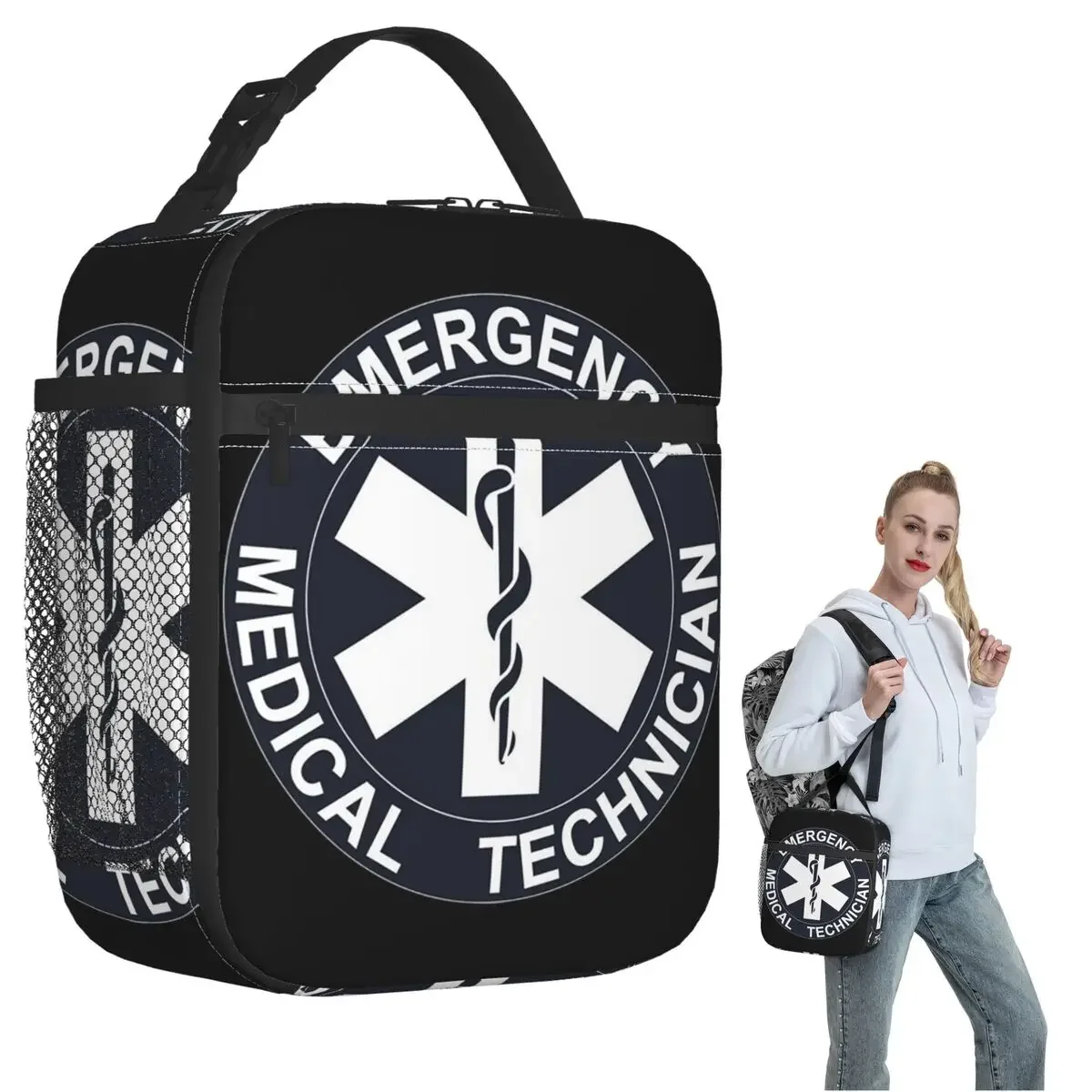 Emt Star Of Life Emergency Medical Insulated Lunch Bag for Women Children Portable Food Boxes Thermal Lunch Box Tote