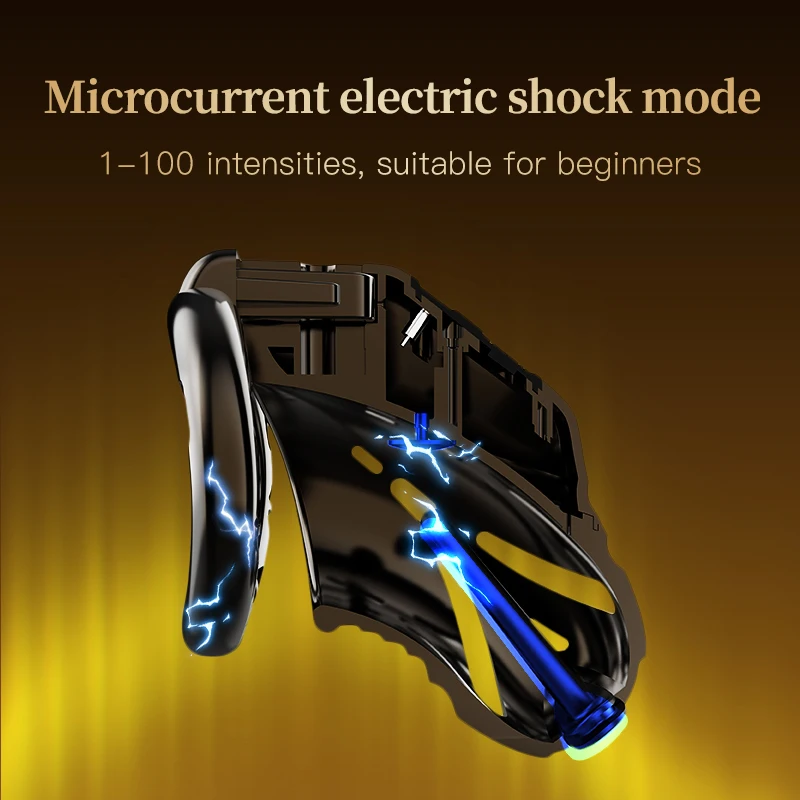 LOCKINK Remote Control Electric Shock Male Chastity Cage E-stim Intensities Cock Cage with 4 Active Rings Adult Sex Toys for Men view 5