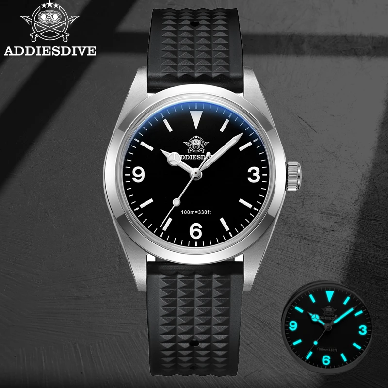 

ADDIESDIVE 36mm Men's Quartz Watches Bubble Mirror Pot Cover Glass AD2023 Reloj Hombre Sapphire Stainless Steel Luminous Watches