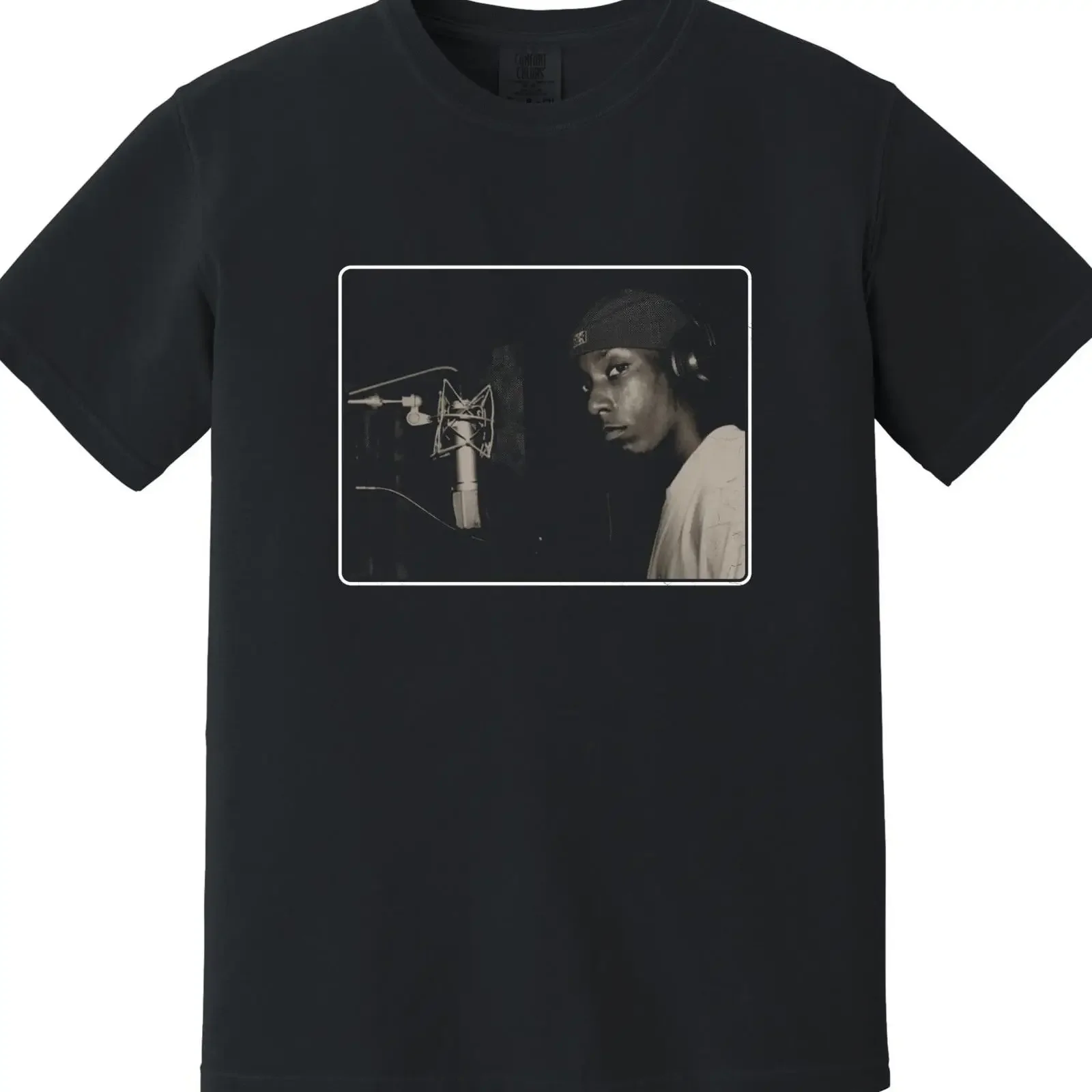 Camiseta de algodón grueso Big L 90s Golden Era Boom Bap DITC Vintage Recording Studio con gráfico vintage lavado y versátil