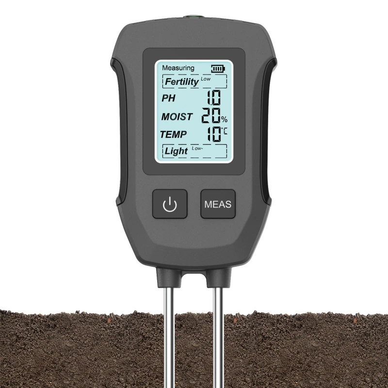 

Screen display soil detector, double needle high-precision moisture meter temperature and humidity PH fertility light tester