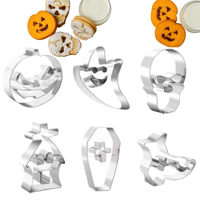 6PCS Halloween Cookie Cutter Stainless Steel Cartoon Cookie Mold Bat Shaped Mold Baking Mold Kitchen Baking Tools