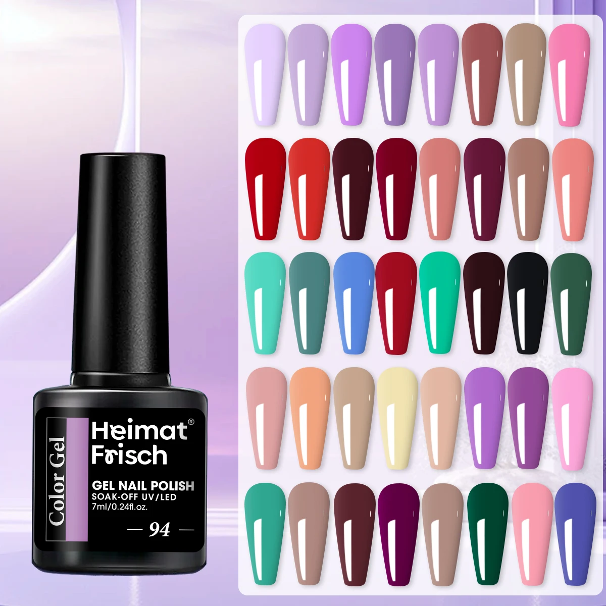Heimat Frisch Set di smalti per unghie a 7 colori (solo donna), smalto staccabile, set di smalti per unghie a base d'acqua non gel regolari, adatto