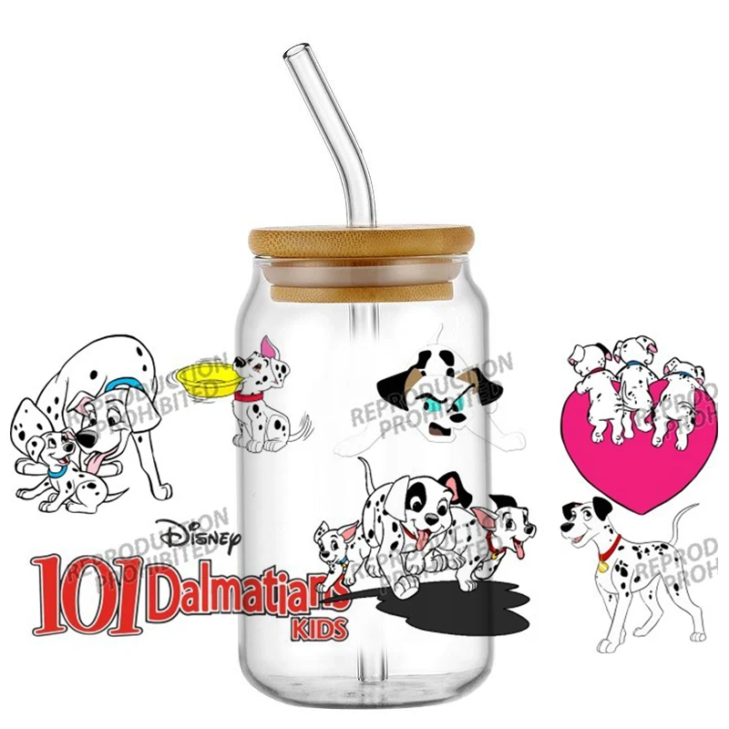 Vinilos personalizables con diseño de 101 perros, resistentes a los rayos UV, reutilizables y autoadhesivos para vasos de 16 oz.