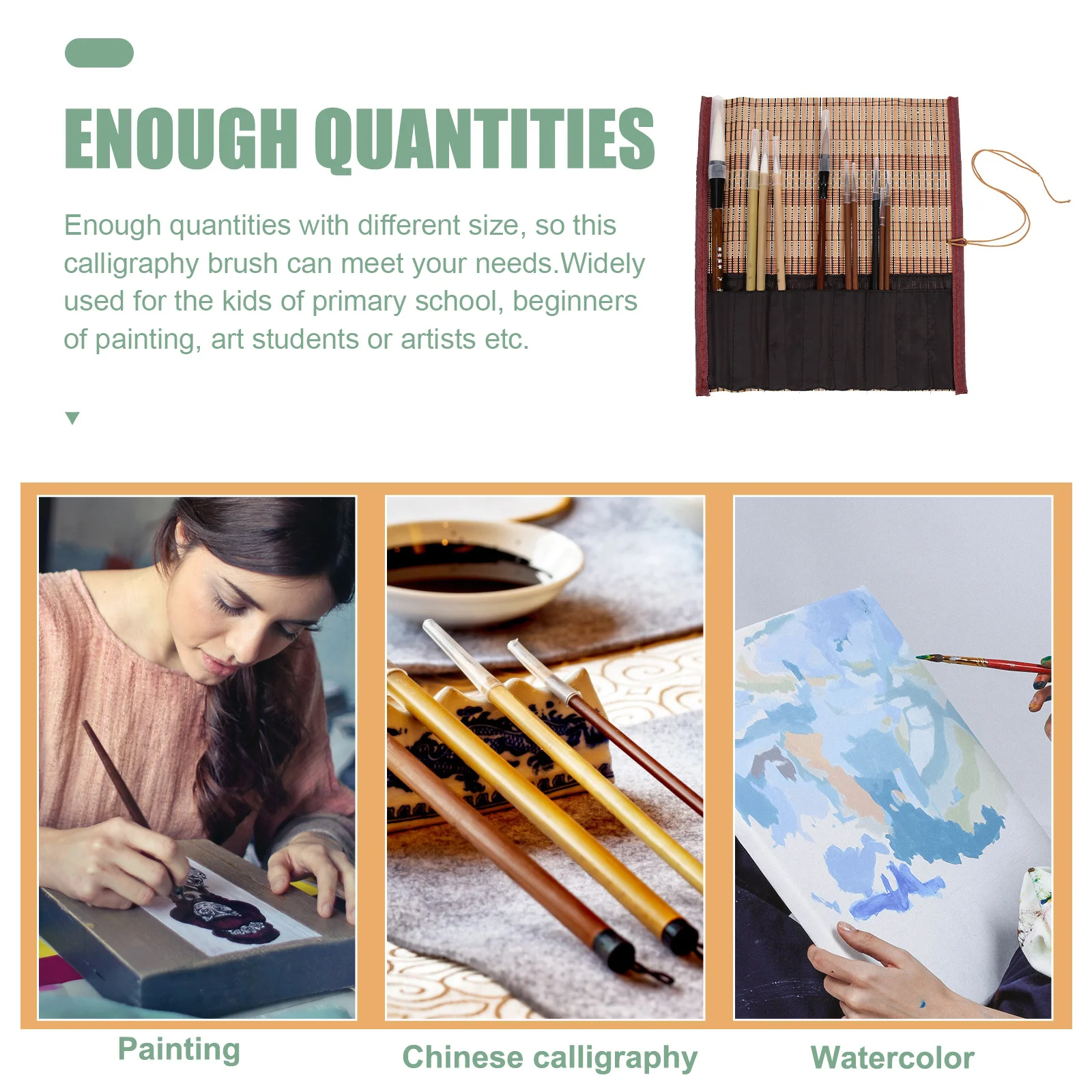 10 قطعة مجموعة فرشاة الرسم الصينية مقبض خشبي قلم الخط للمبتدئين المحمولة الكتابة أداة الرسم مكتب الدراسة #6