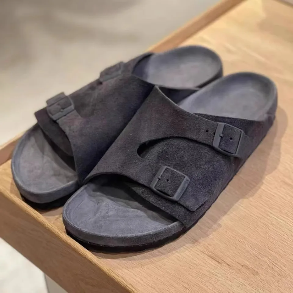 genuine-leather-thi-heel-bule-slippers-for-men-and-women-retro-high-end-feelings-flat-heel-daily-wear-pure-color-slippers