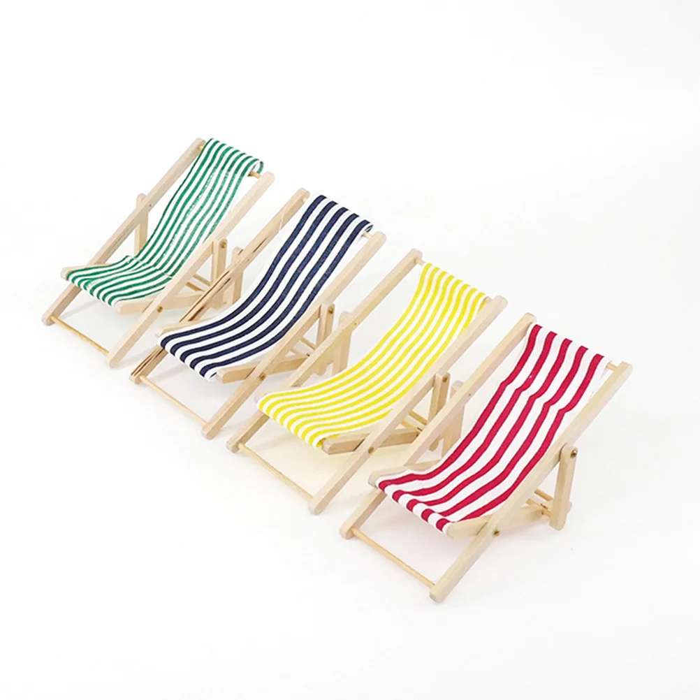 Mini House Crafts Beach Chair Decorations Miniature Furniture Bamboo Adornments Travel Toys