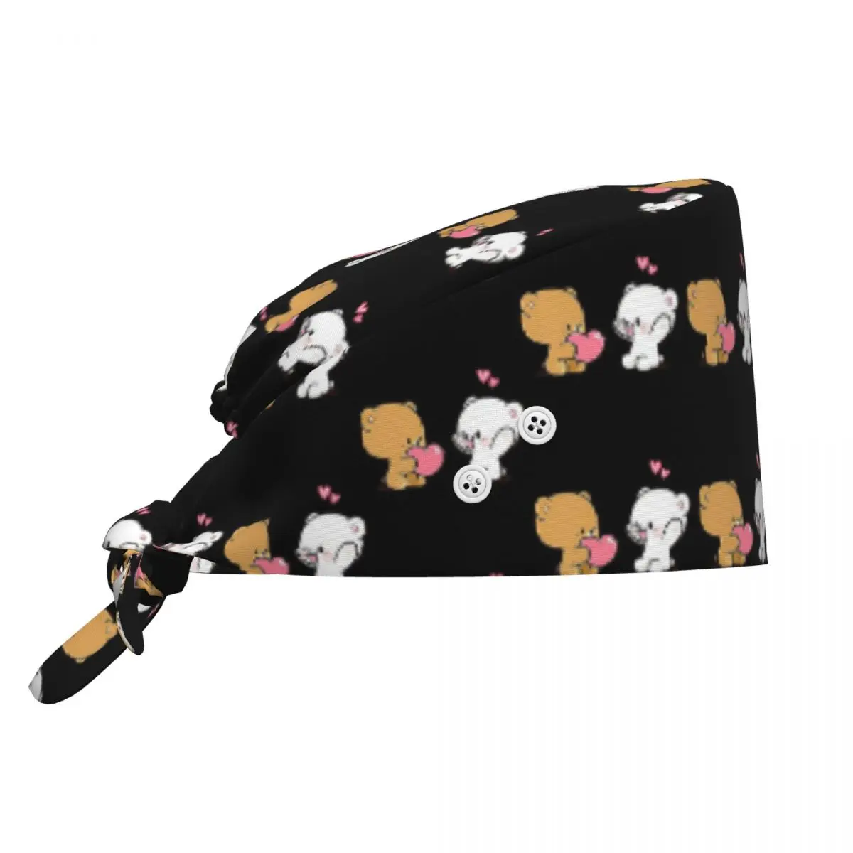Bonnet chirurgical unisexe réglable pour infirmière, dentiste, motif moka au lait mignon