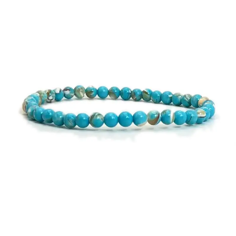 4 mm Chakra-Perlen, Energie-Armband, natürlicher runder türkisfarbener Malachit-Stein, Stretch-Armreif für Damen und Herren, handgefertigter Yoga-Schmuck – Detail 6