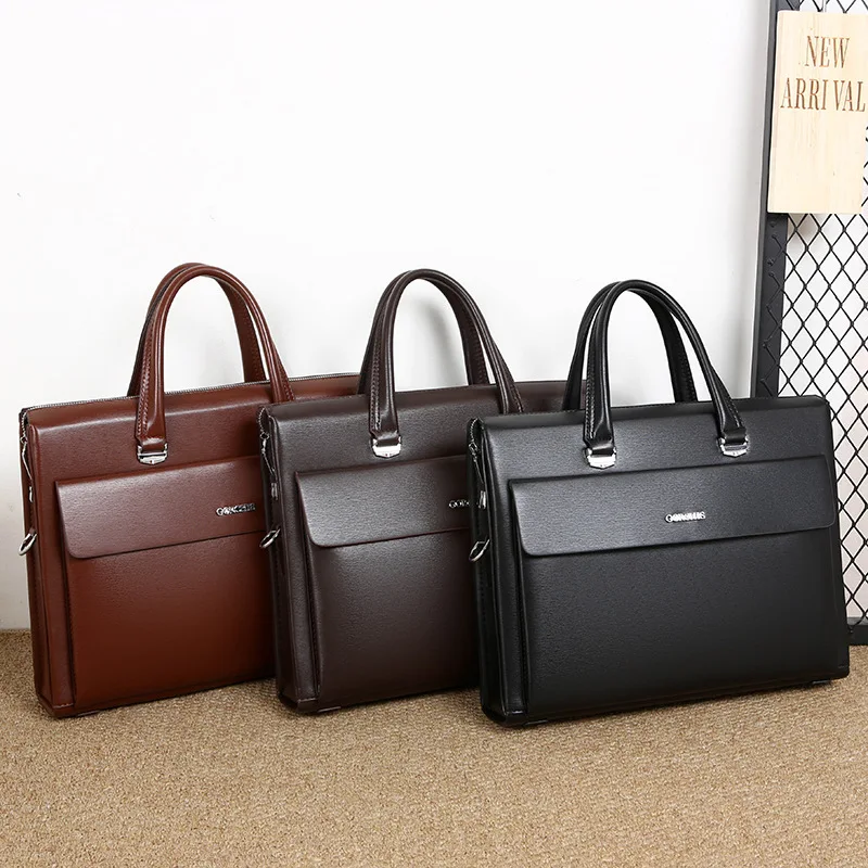 

Мужской деловой портфель из искусственной кожи, отделение для ноутбука 14 дюймов, сумка через плечо, водонепроницаемая сумка-кроссбоди