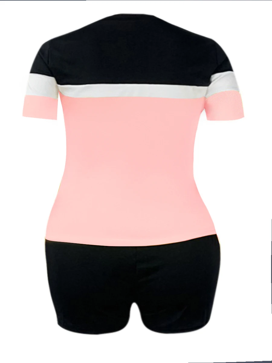 LW-conjunto deportivo de dos piezas para mujer, camiseta de manga corta y pantalones cortos con cordón, chándal informal de verano, talla grande