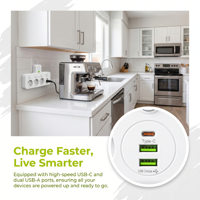  Network Filter Power Strip EU Plug Universal AC Wall Socket Multiport Outlet USB Charger Individual Switch Light Adapter 