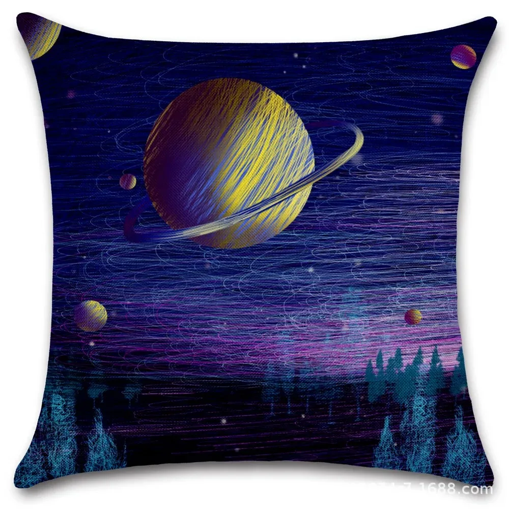 Car Living Room Sofa Cushion Cover Luxury Home Decoration Pillow Cover Sky Galaxy Print Pattern Cushion Cover