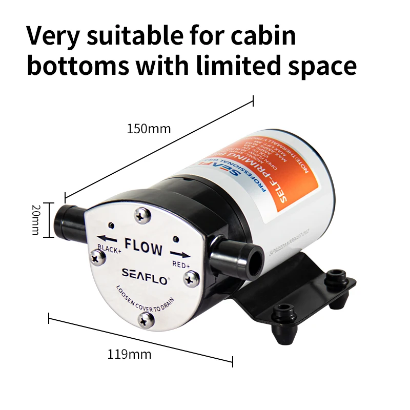 Bomba de sentina de barco a Motor, 12V, bomba de drenaje automático, impulsor centrífugo de gran flujo para yate, bomba autocebante