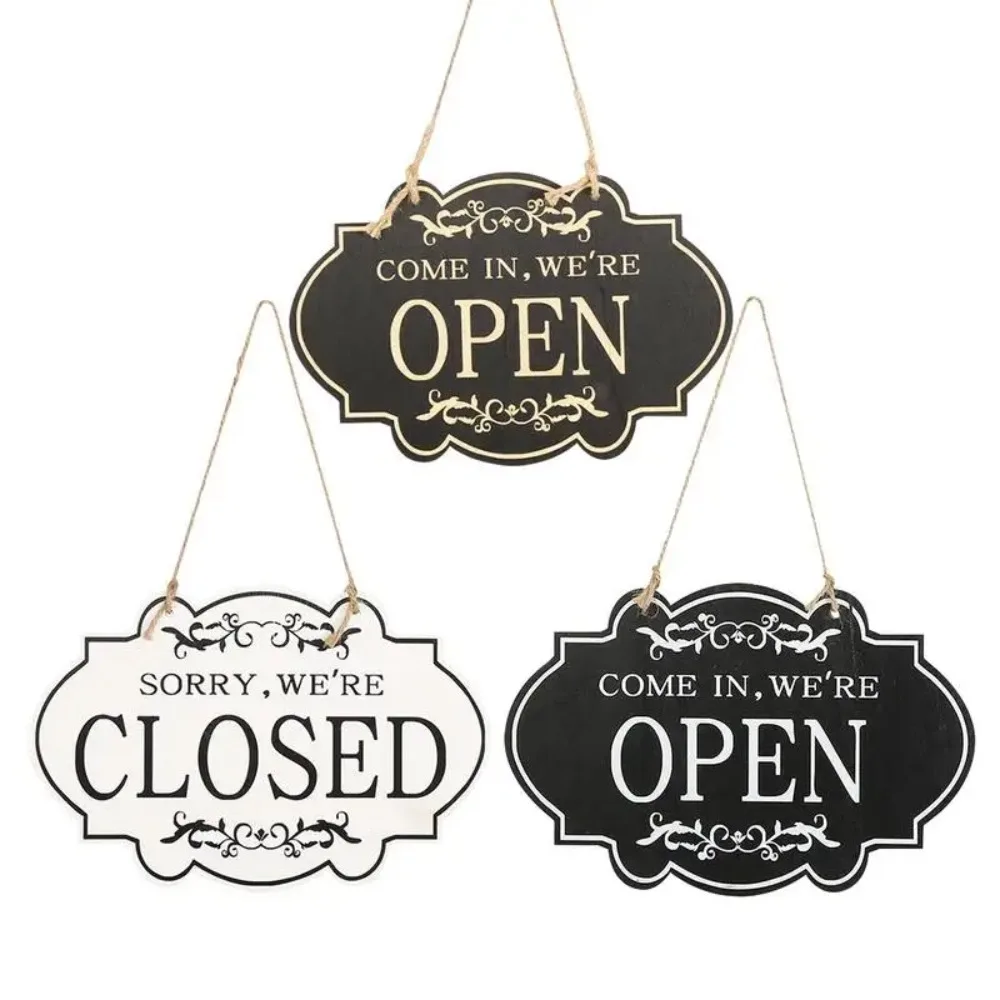 Reversible Reversible Creative OPEN/CLOSED Sign Wooden Hanging Decoration, Suitable for Cafes, Bars, Other Store Decoration