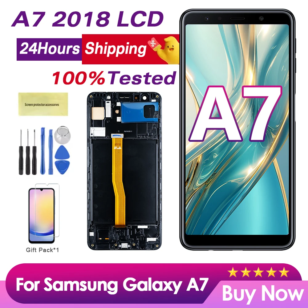 100%Tested LCD For Samsung A7 2018 Display SM-A750F LCD A750G Display Touch Screen Digitizer For Samsung A7 2018 LCD Replacement