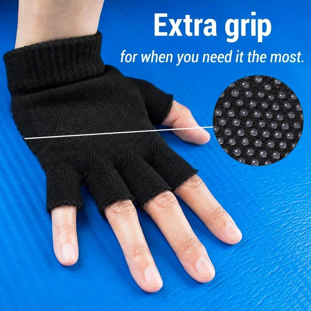 1 Pair Non-Slip Fingerless Gloves Lightweight Knitted Cycling Gloves Stretchy Sweat Absorption Half Finger Gloves Dispensing Use