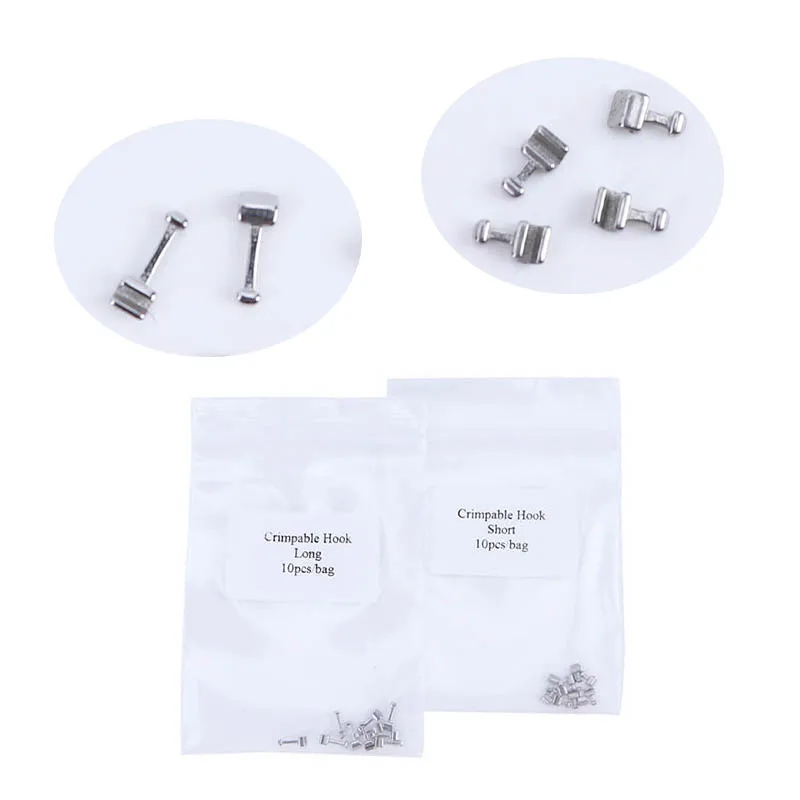 10pcs/bag Dental Orthodontic Crimpable Hooks Stainless Steel Dentist Tools Long/Short Fixed on the Arch Wires