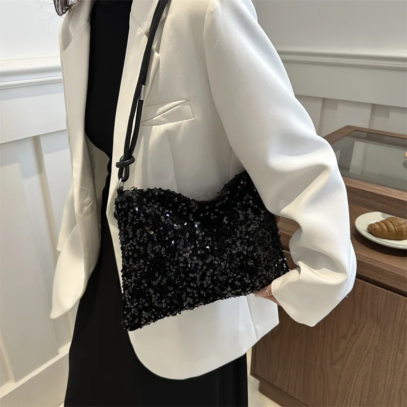 Solid Color Sequins Crossbody Bags Fashion Korean Style INS Sequins Shoulder Bags Phone Purse Handbag Evening Clutch Bag Girl