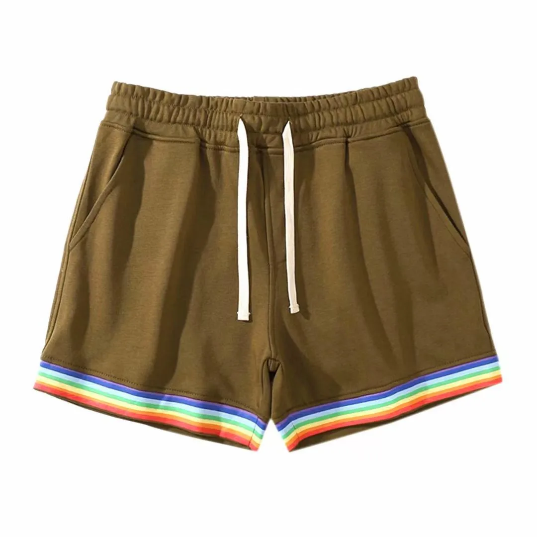 2024 Spring/Summer Sports and Leisure Shorts, Men\'s Trendy Outwear, Versatile 3/4 Pants, Rainbow Leg Trendy Beach Pants