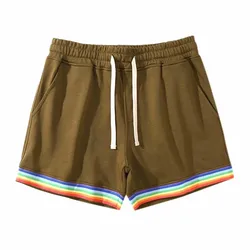 2024 Sport-En Vrijetijdsbroeken Voor Lente/Zomer, Trendy Herenkleding, Veelzijdige 3/4 Broeken, Trendy Strandbroeken Met Regenboogpijpen