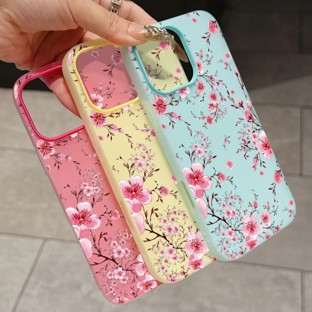 Pink Sakura Flower Pattern Phone Case For Redmi 12 13C 14C 15C 5G 13 14 For Xiaomi Redmi Note 14 13 12 11 10 Pro 4G Soft Cover view 5