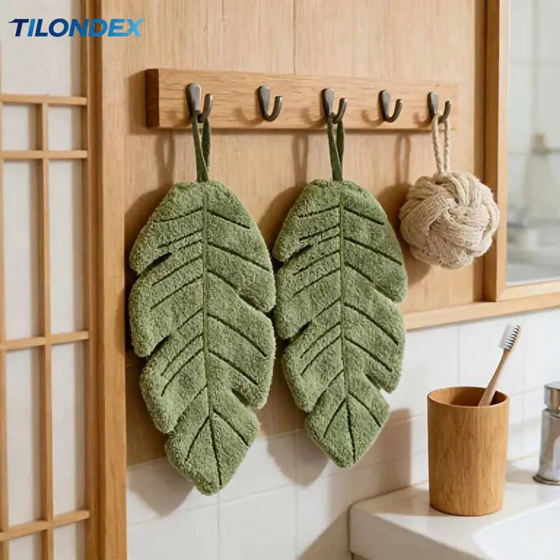 TILONDEX Banana Leaf Shaped Hanging Hand Towel, Suitable for Daily Wiping of Hands, Face, and Tableware, Decorative Hanging Deco
