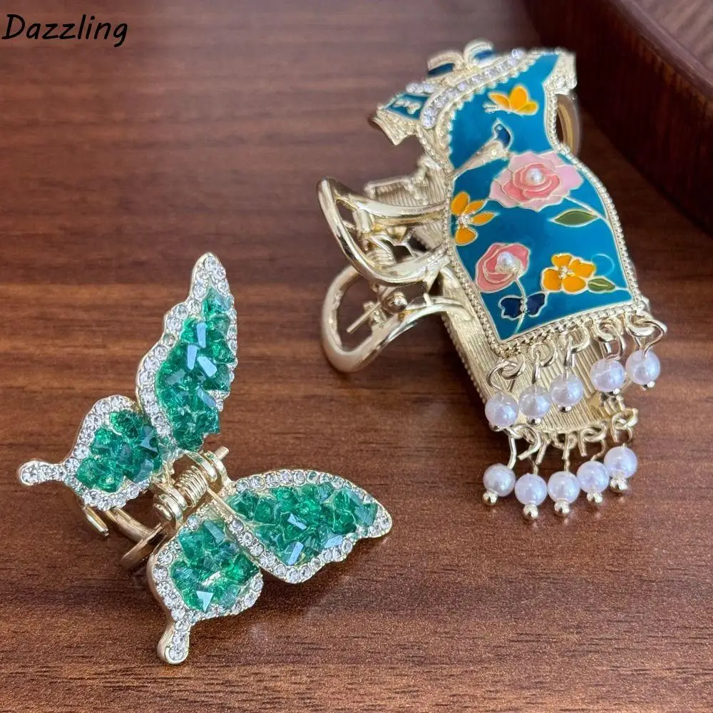 

Tassels Chinese Style Hair Claw Pearl Ponytail Holder Cheongsam Design Hair Clip Hairpin Grab Clip Metal Shark Clip Girls