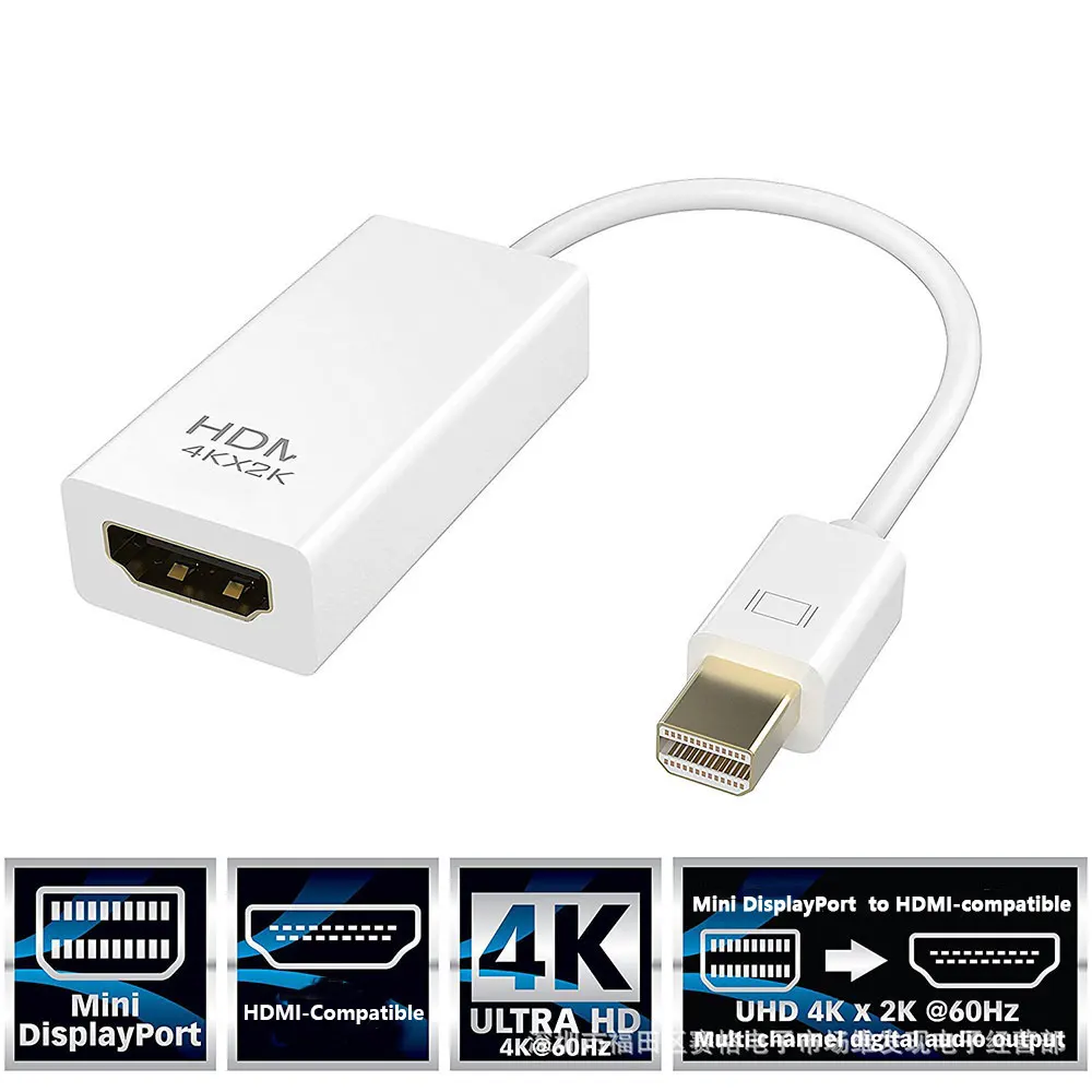 Mini DP Thunderbolt to HDMI-compatible Adapter Connecto Converter 4K 2K 1080P For MacBook surface laptop TV monitor projector