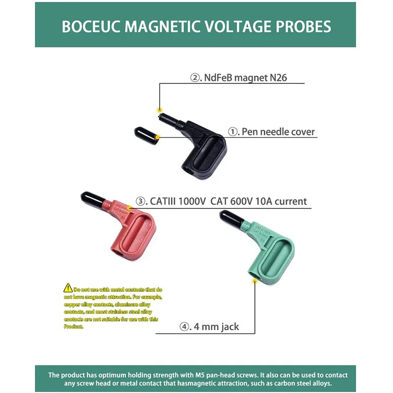 MP1 Magnet Probe Magnetic Probe Tips Magnet Probes for 4 mm banana for FLUKE 190 Series