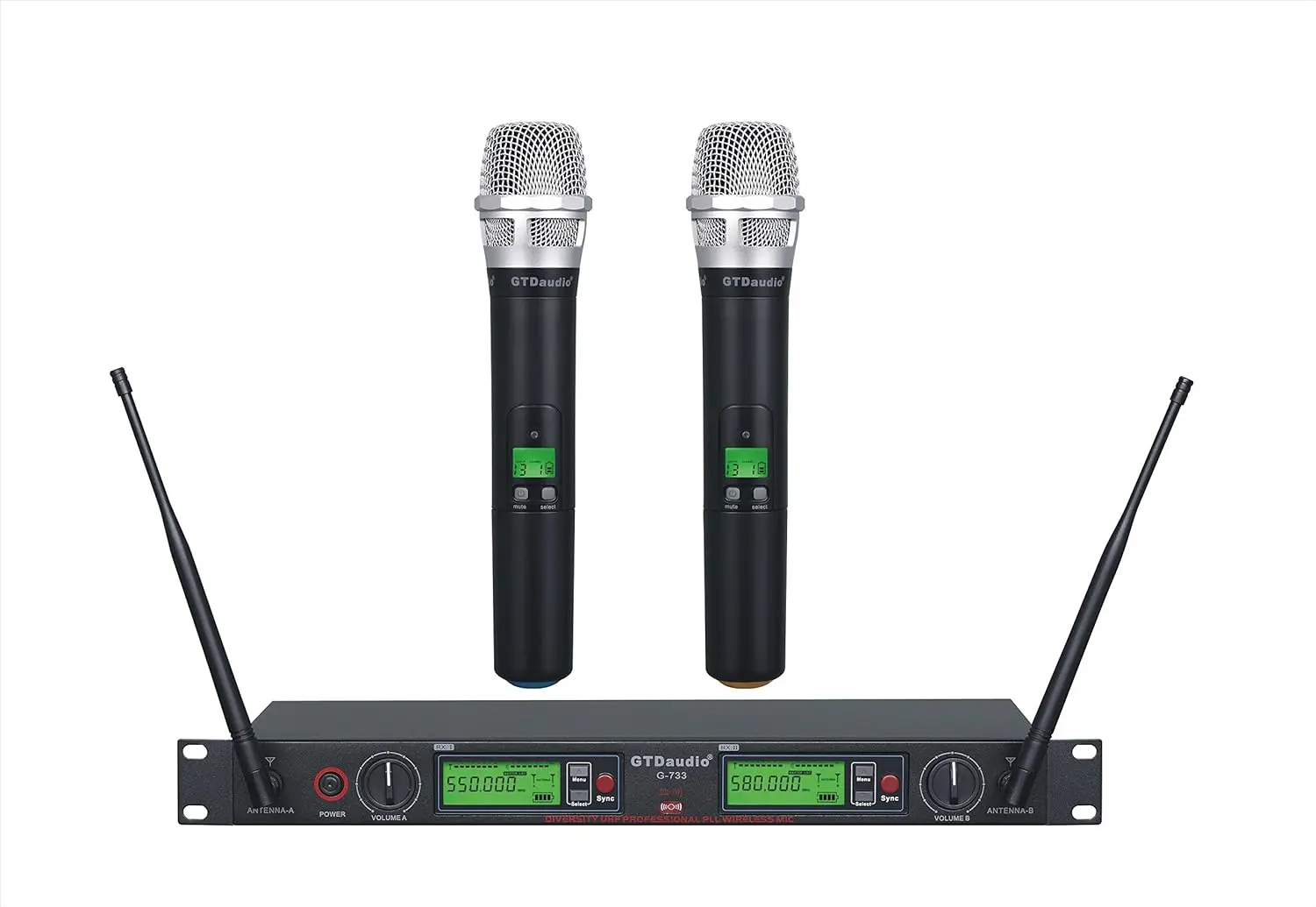 

2x800 UHF Wireless Handheld Mic System, 400ft Range, True Diversity, Adjustable Frequency, Ideal for Church, Karaoke, DJ Party