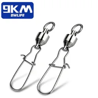 10 unidades de esmerillones de pesca con rodamiento de bolas y cierre Duolock, esmerillón de barril de acero inoxidable con clip de velocidad para aparejos de pesca con señuelos